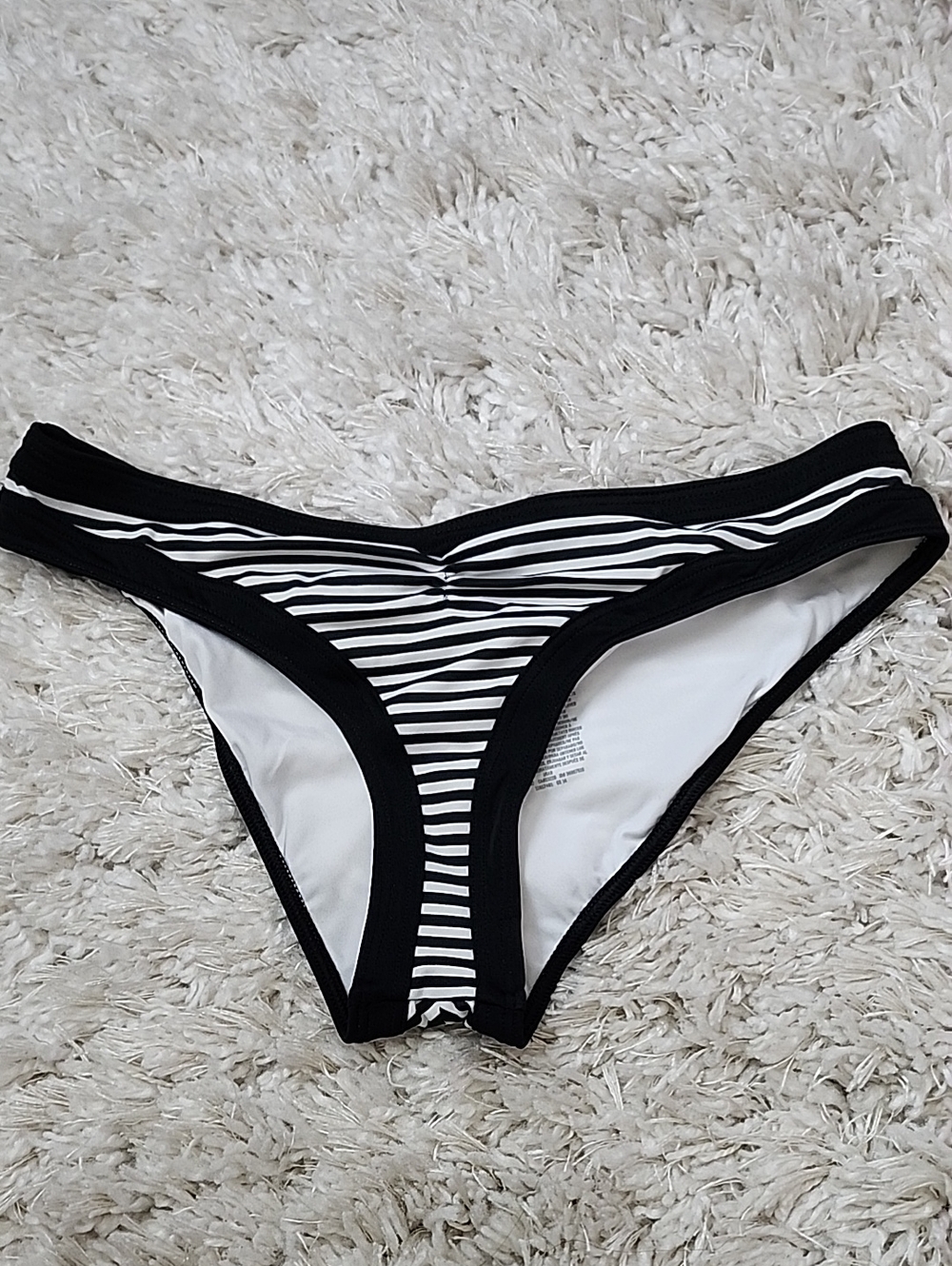 PINK Victoria's Secret Black & White Striped Bikini Bottom XS